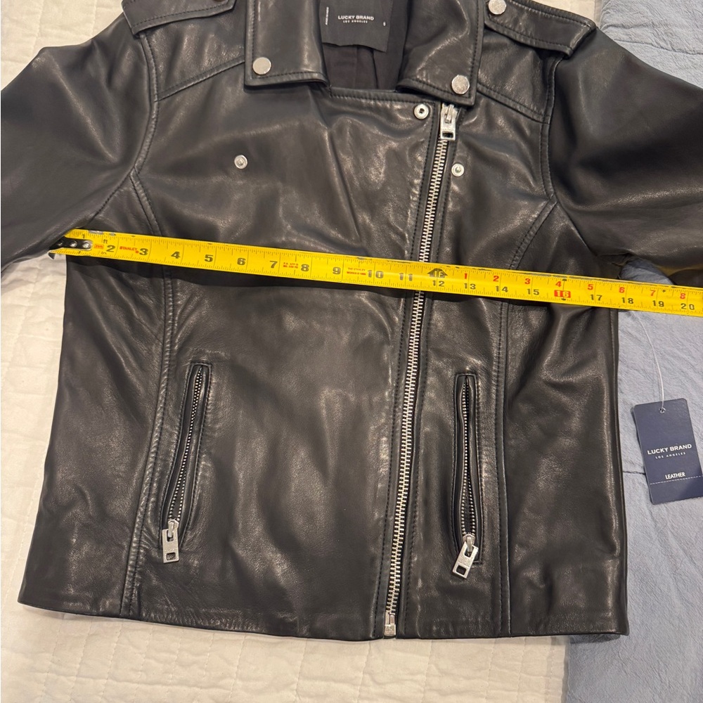 Lucky Brand Black Leather Motorcycle Jacket - Picture 11 of 12